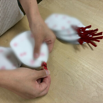 リボン付け作業